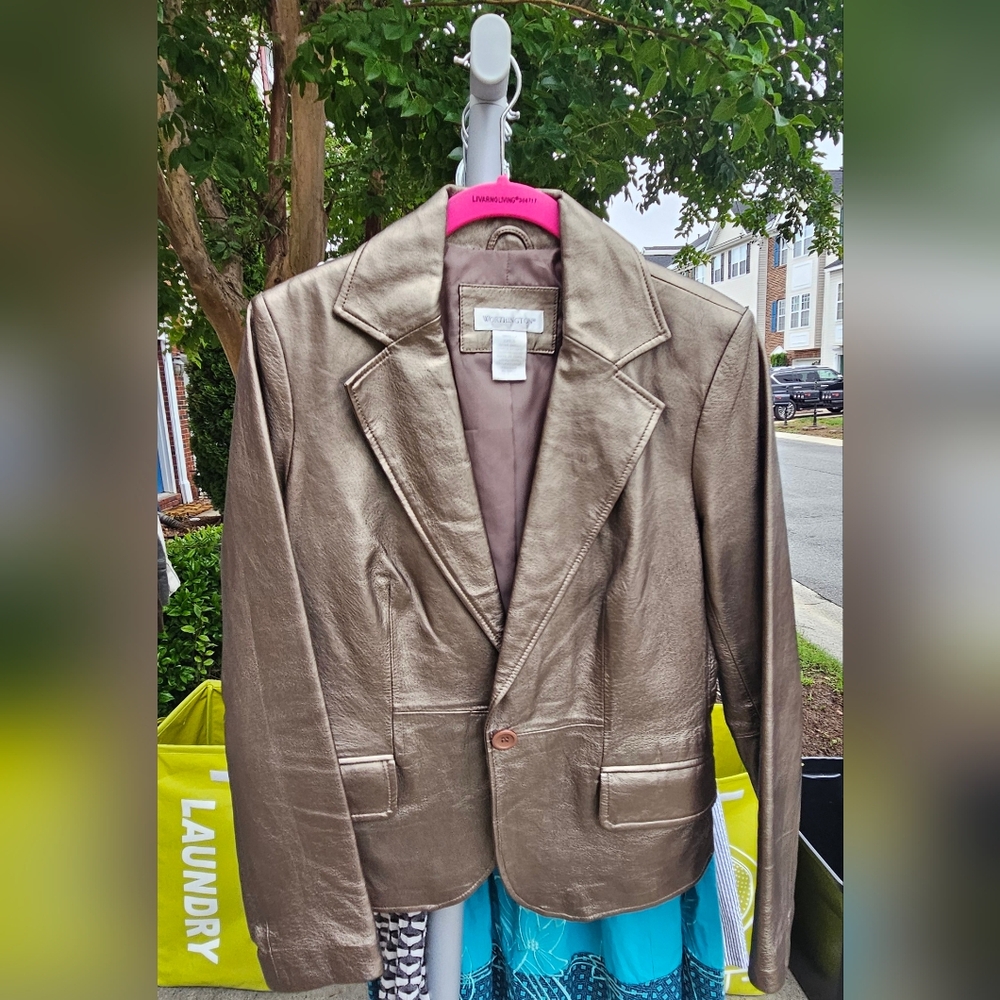 Pewter Leather Blazer - Small